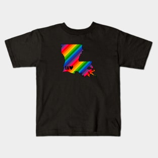 USA States: Louisiana (rainbow) Kids T-Shirt